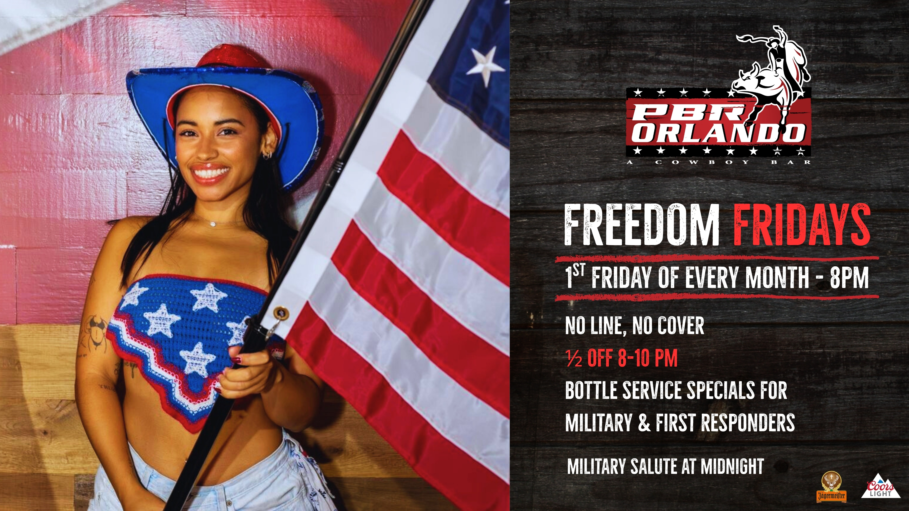 First Fridays of the month we celebrate and honor American heroes! Free entry, specials and discounts.