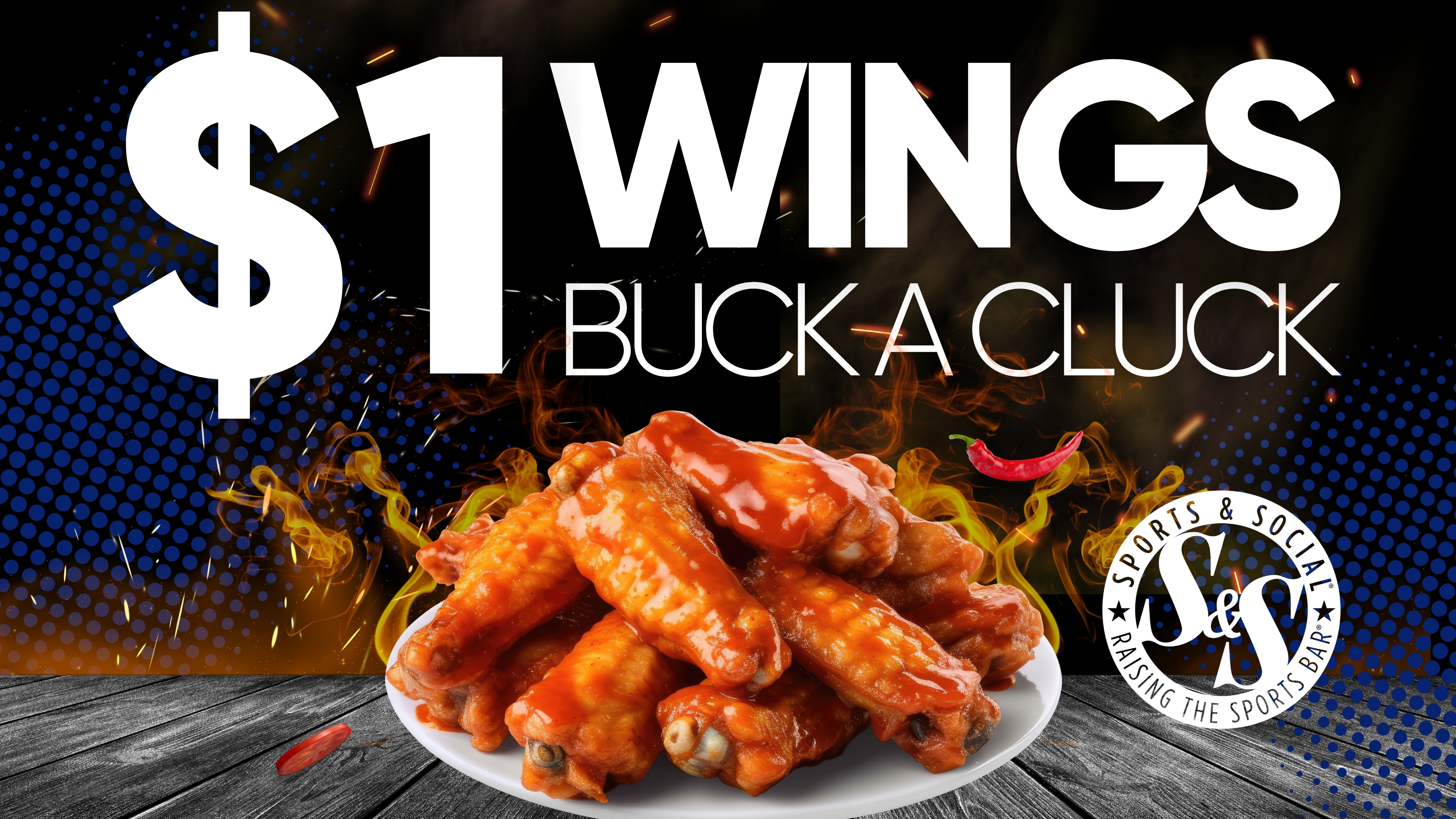$1 wings at sports and social mondays 