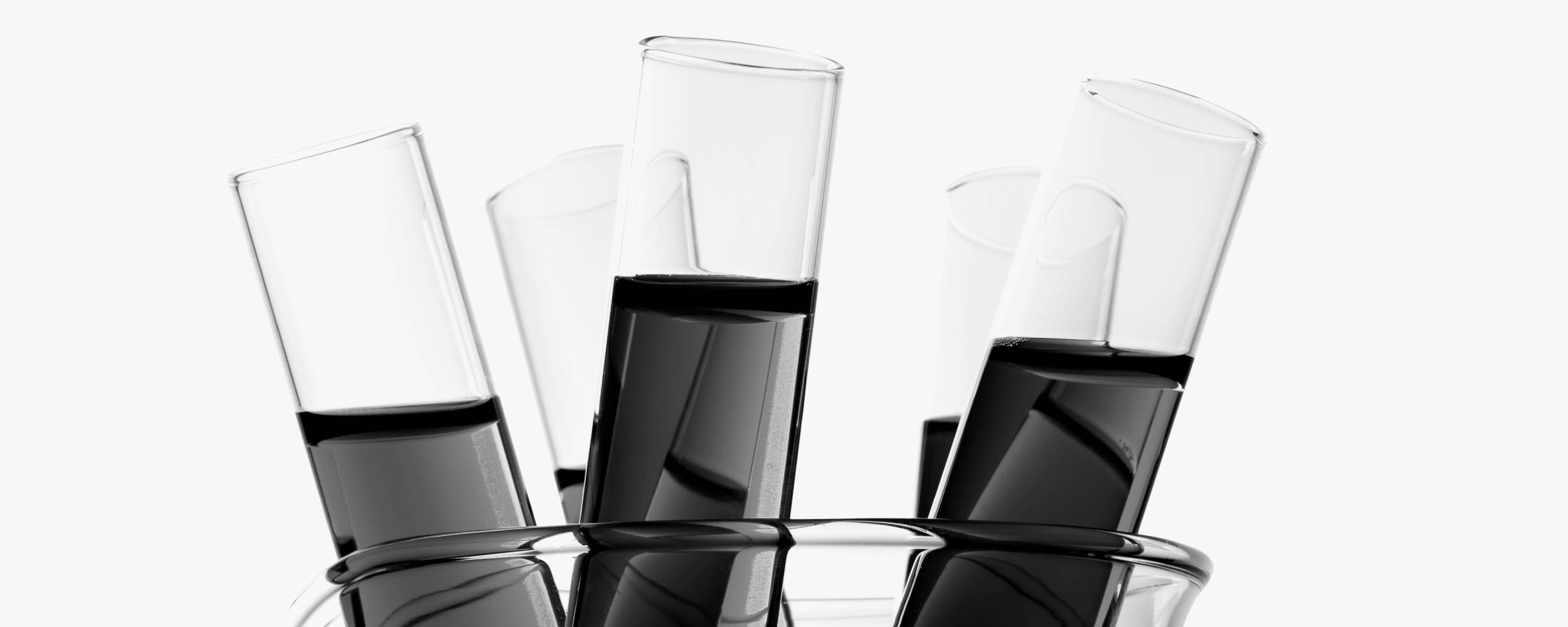 Filled test tubes in beaker