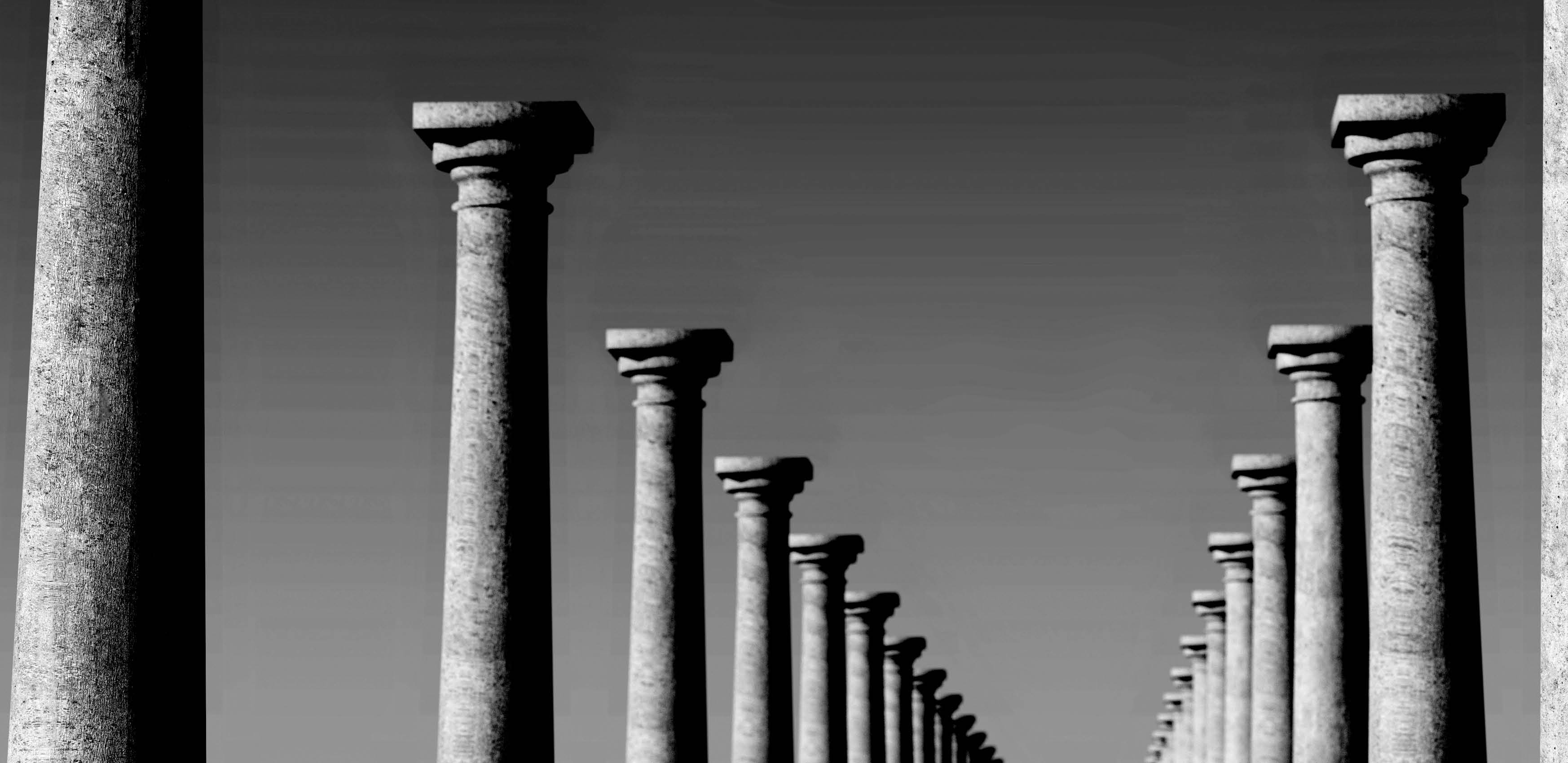 Seemingly endless rows of columns in desert.
