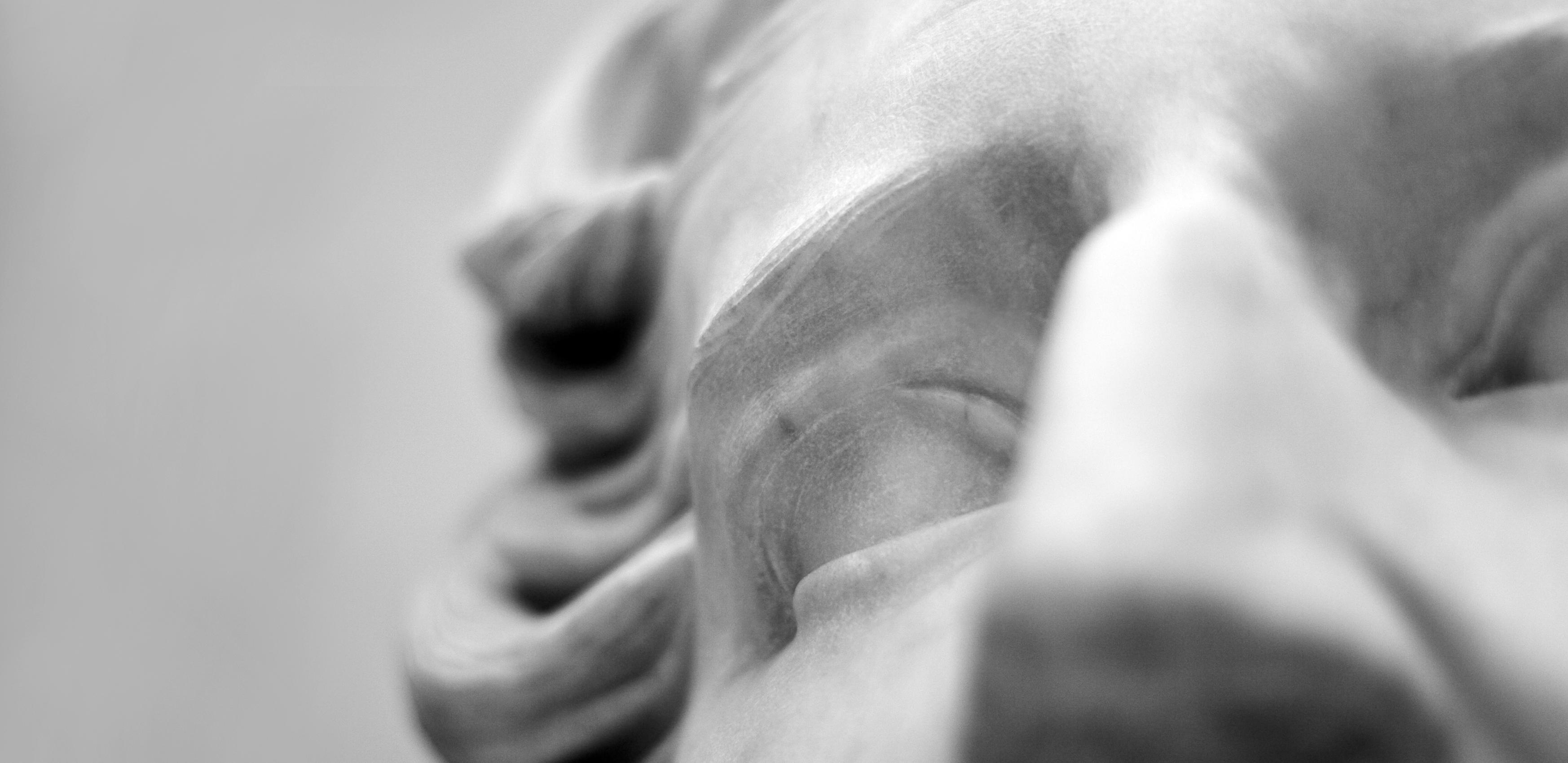 Close up of a head of a classical stone statue