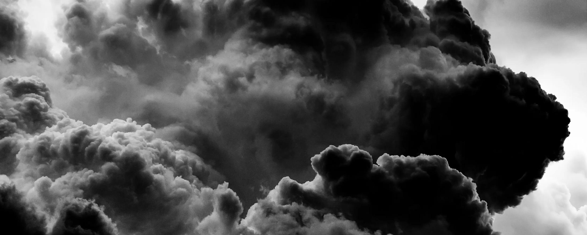 Dramatic black smoke from a fire