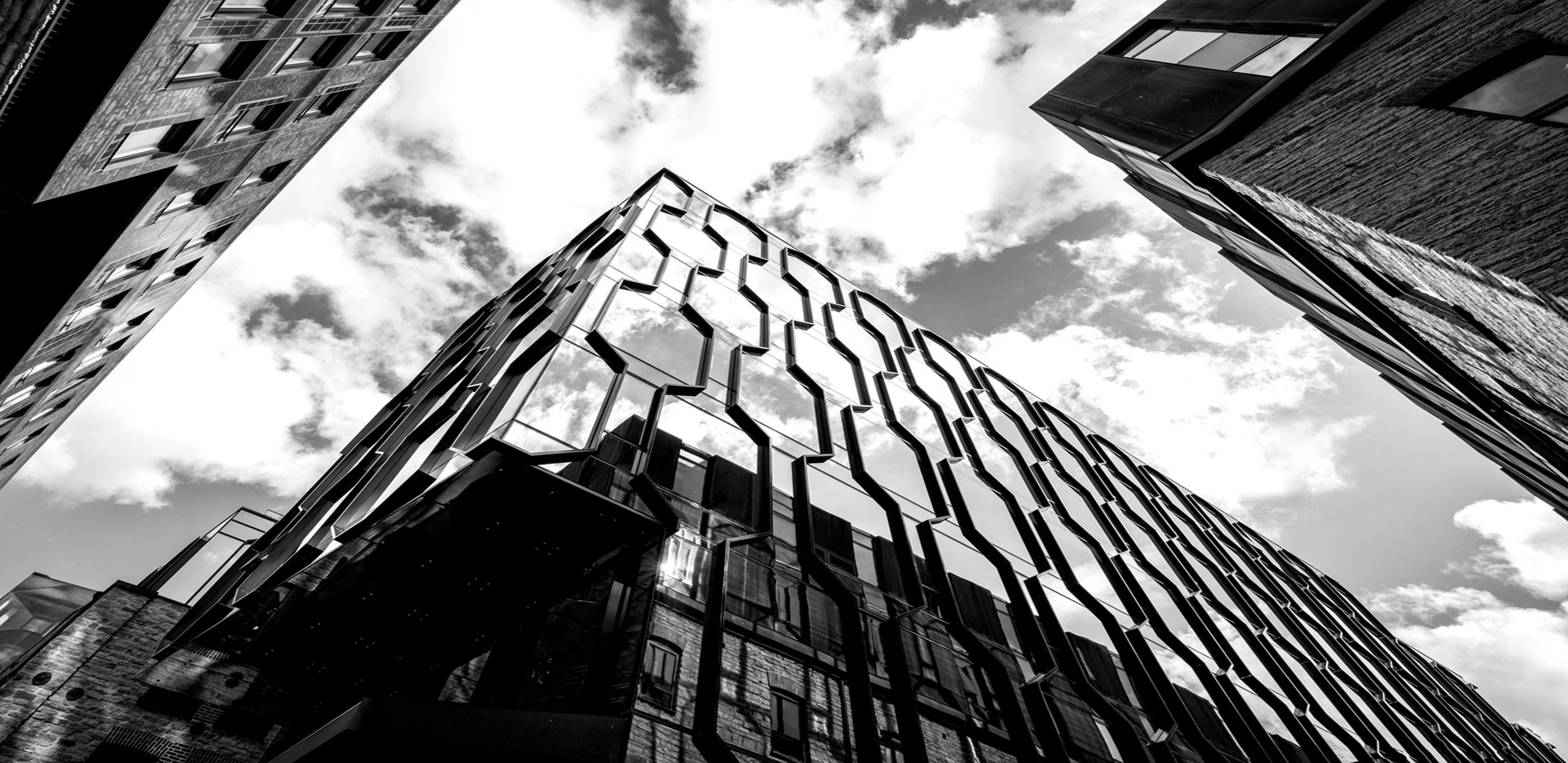 Rotermann City Tallinn Estonia, Modern Architecture Buildings from below against the sky.