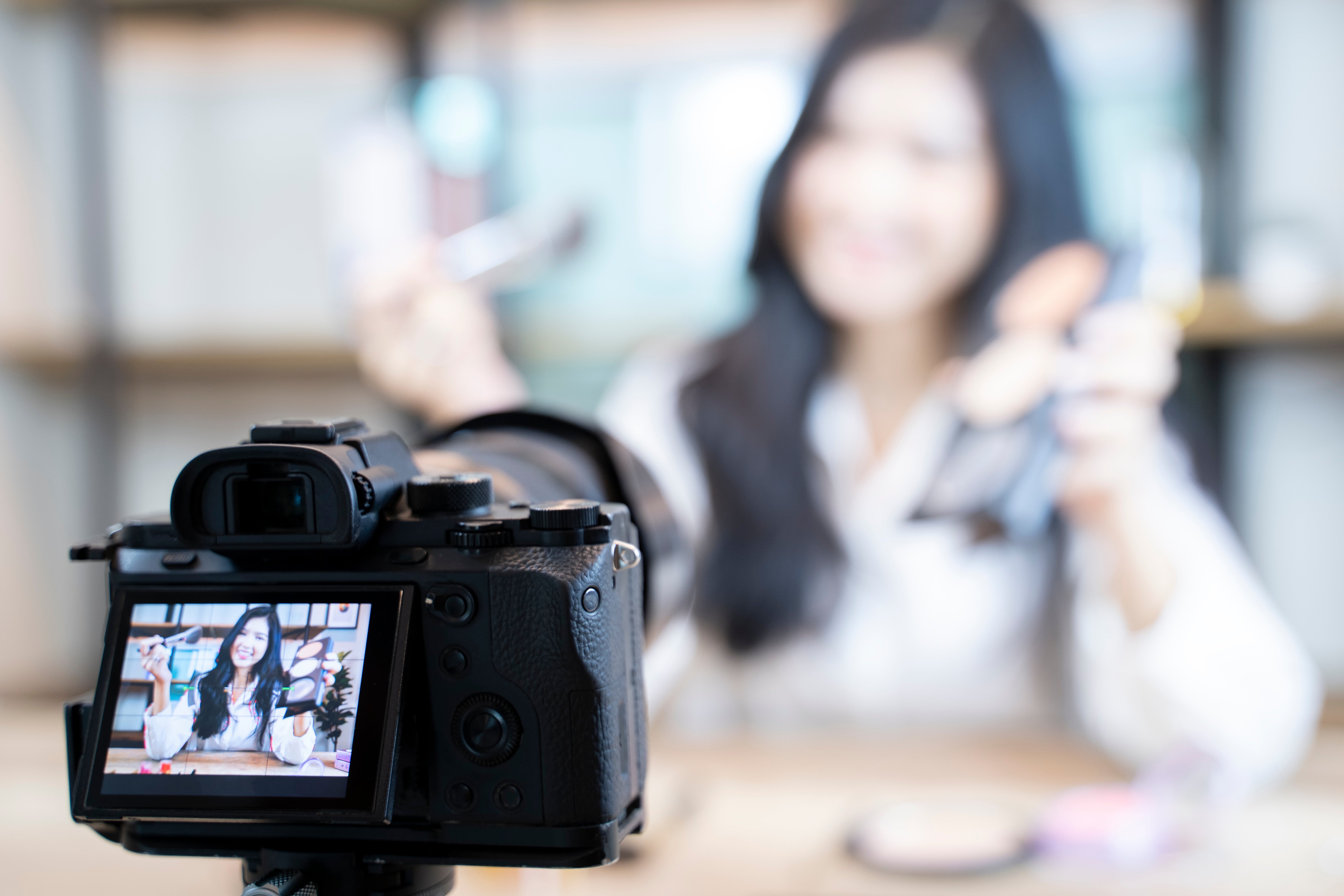 lady in front of camera