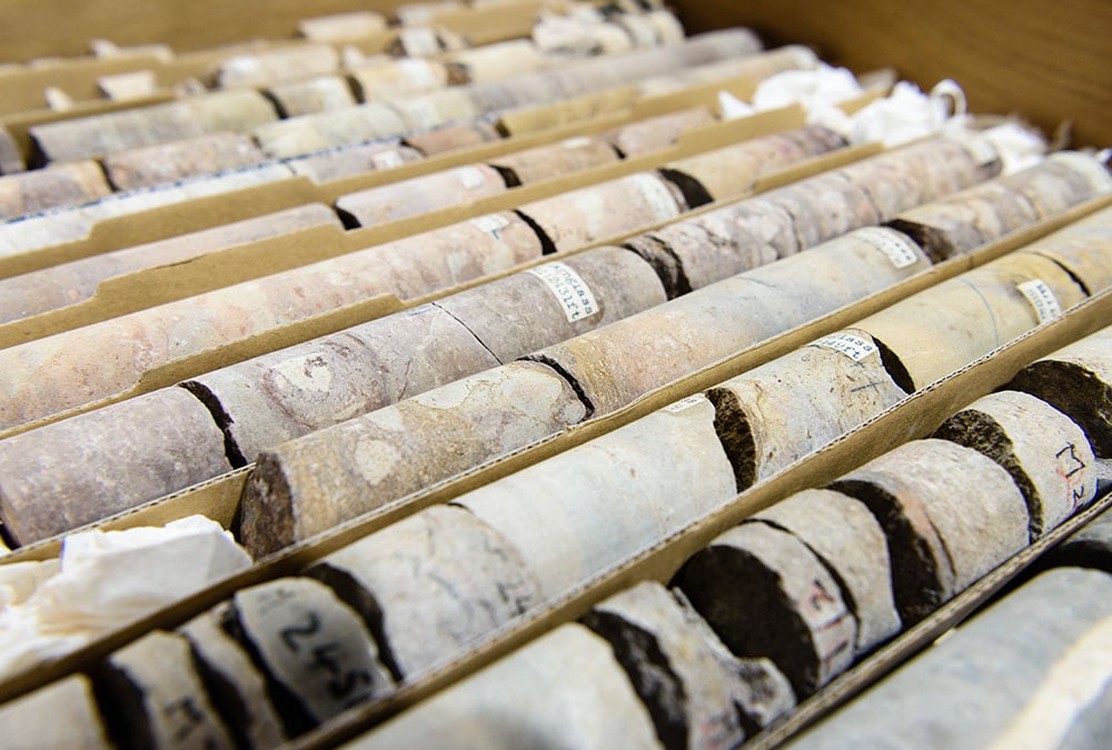 Core samples are stored for analysis and research.