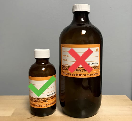 Figure 2: New 100 mL bottle and old 500 mL bottle