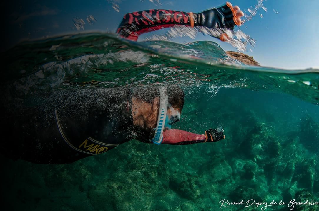 Rémi Camus on one of his epic swims to raise awareness of the global need for clean water.