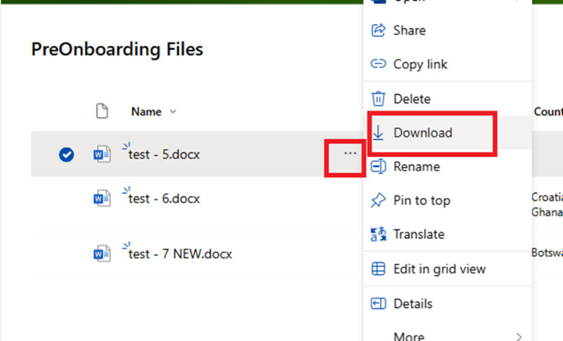 onboarding menu screenshot