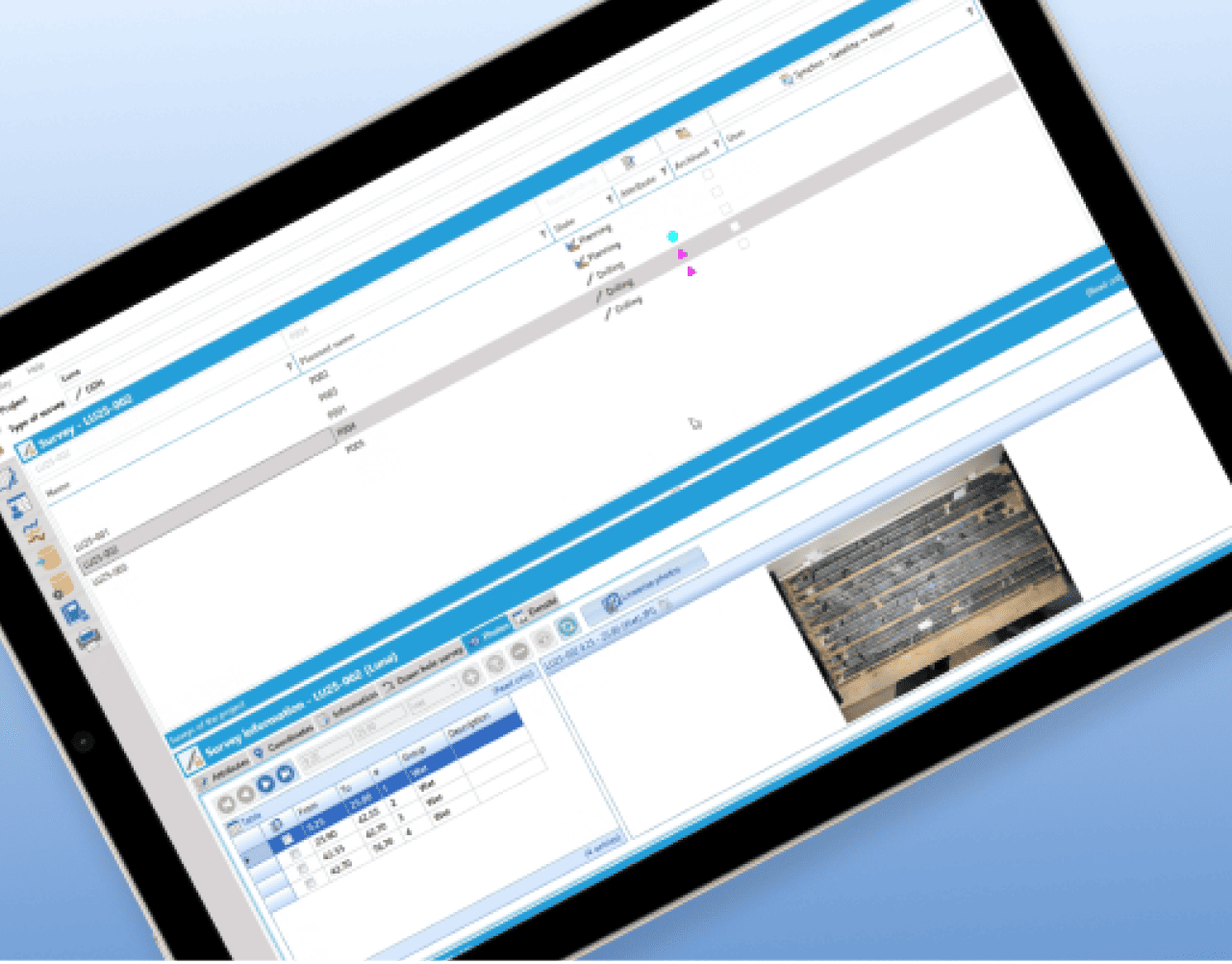 drillhole database interface on tablet