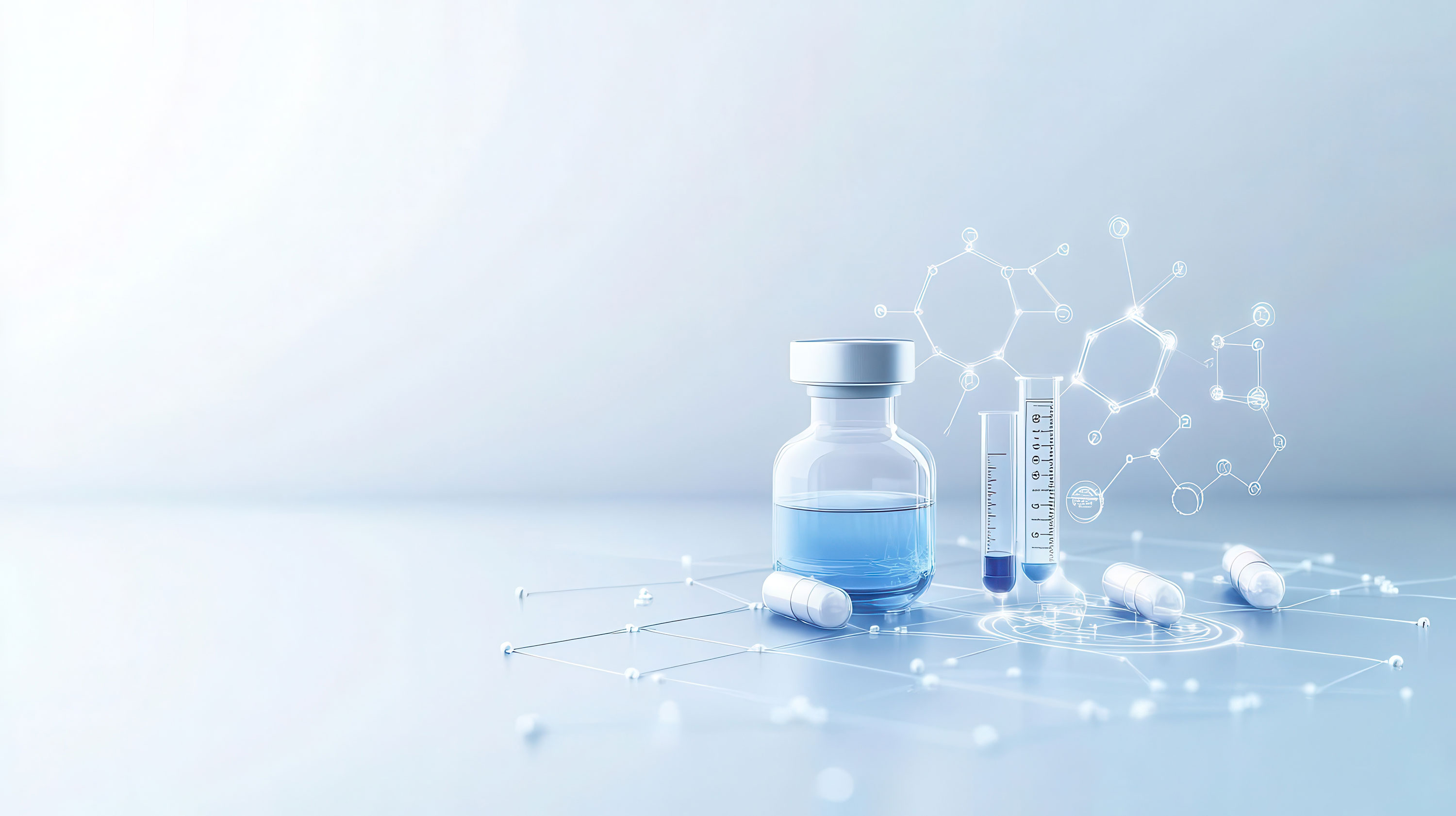 Visualization of a biopharma company's workflow from lab to clinic, future of drug development