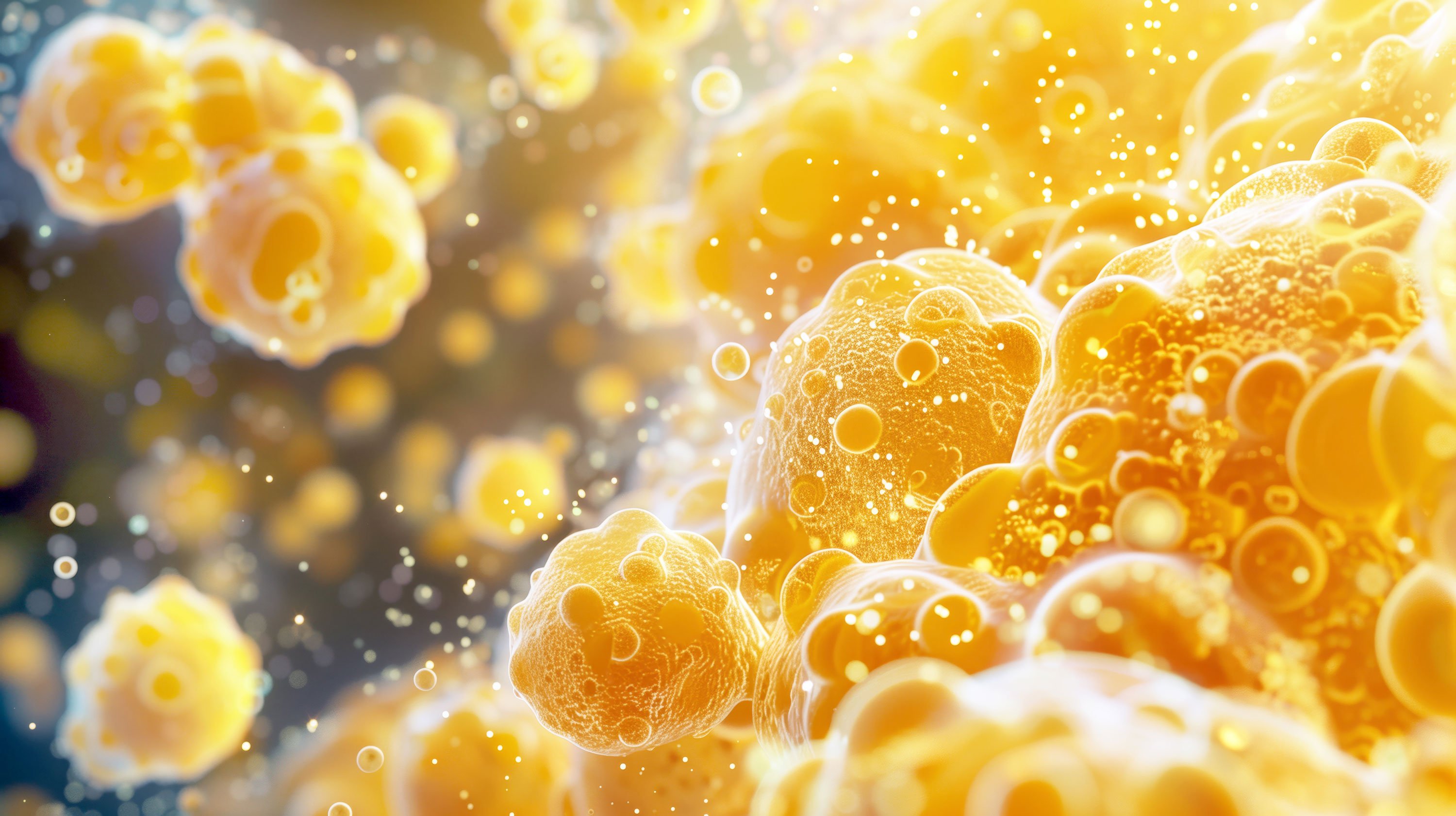 Human fat body tissue under microscope illustration