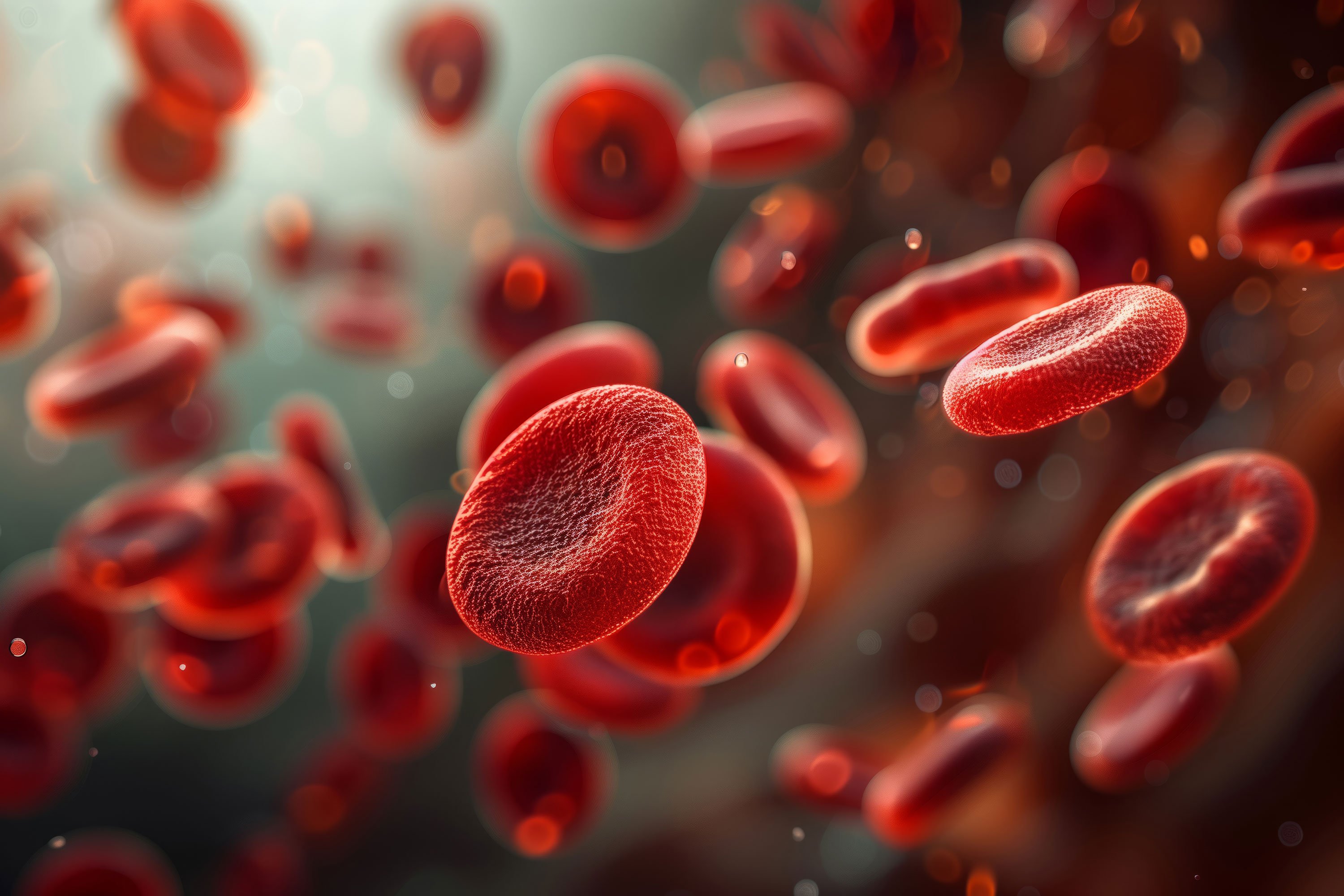 Red blood cells flowing in a vessel 