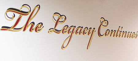 history wall at middleton king of prussia facility, detail: "the legacy continues"