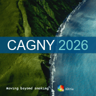 An image of the ocean and mountains with CAGNY 2026 text over the image and the Altria logo.