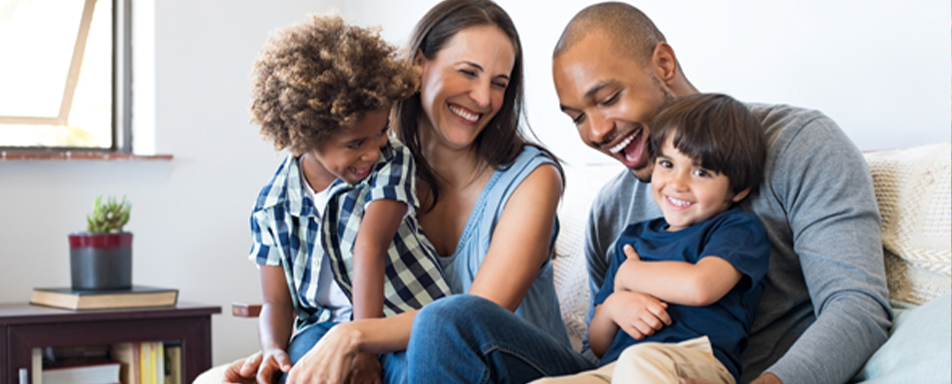 parents laughing with their kids