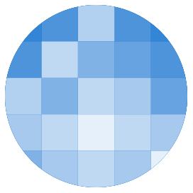 Altria Seed to Consumer icon - Circle overlaid by the Altria logo mosaic in shades of blue