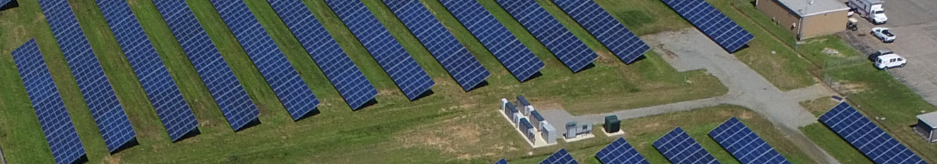 A close-up of a green field covered with solar energy panels