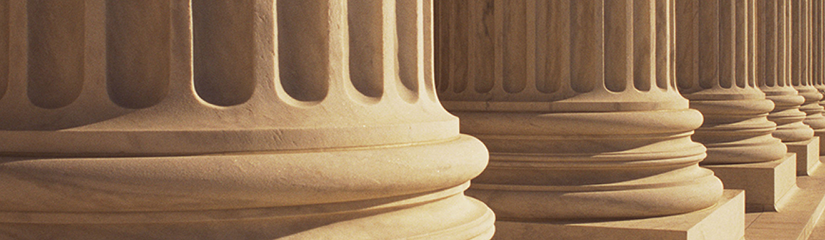 Close up of the base of marble columns