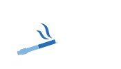 Icon of a tipped cigar colored in a 50/50 split of light blue on the left and royal blue on the right.
