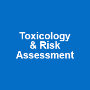 Royal blue box with white words that read “Toxicology & Risk Assessment”