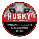 A round tin of Husky Moist Smokeless Tobacco