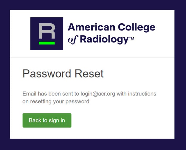 Password Reset Email Sent Confirmation screenshot