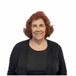 a woman smiling