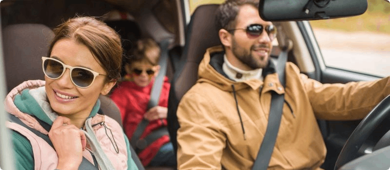 Happy family going for a drive. 