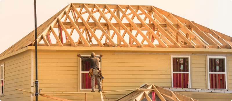 A roof being placed.