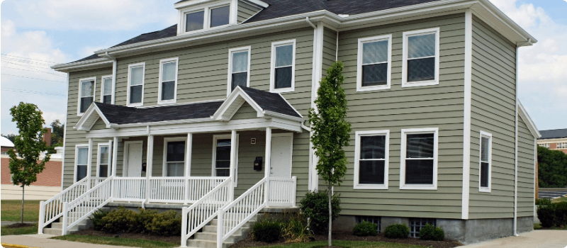 New townhouse on a sunny day.