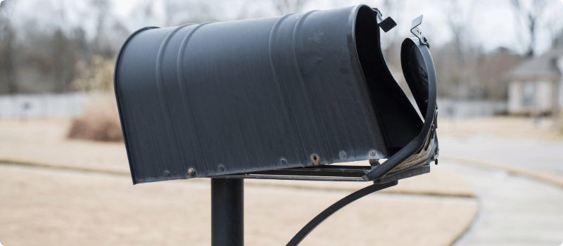 Smashed mailbox. 