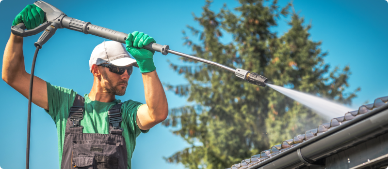 Power washing roof