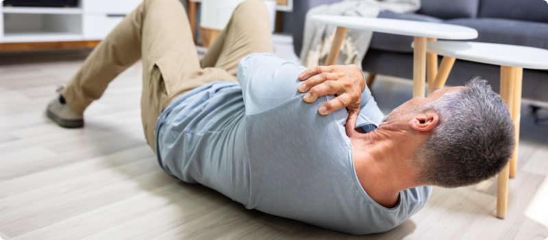 a man injured after falling on the floor
