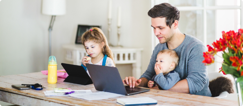 Father with two young kids