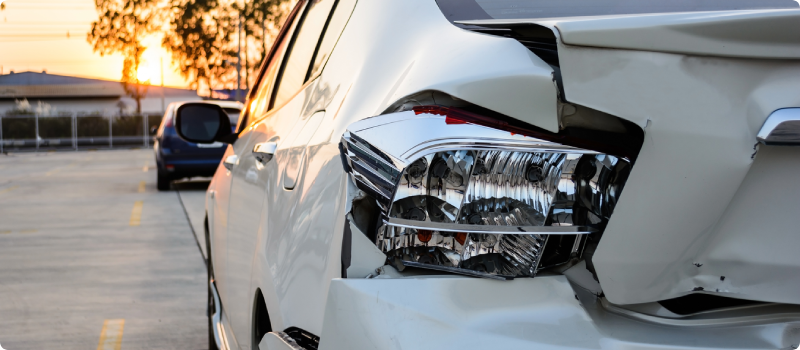 a car with rear end damage