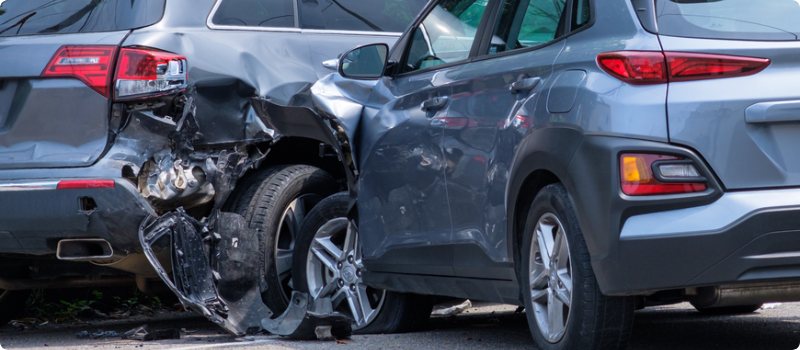 two cars in a collision