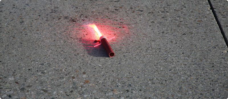 a flare on the road