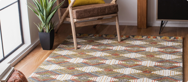 Wool rug on a hardwood floor