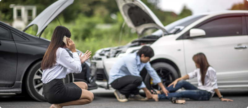 Two cars after a collision