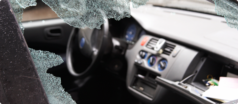 a broken car window