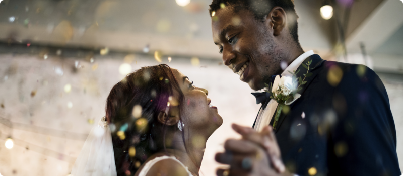 bride and groom dancing