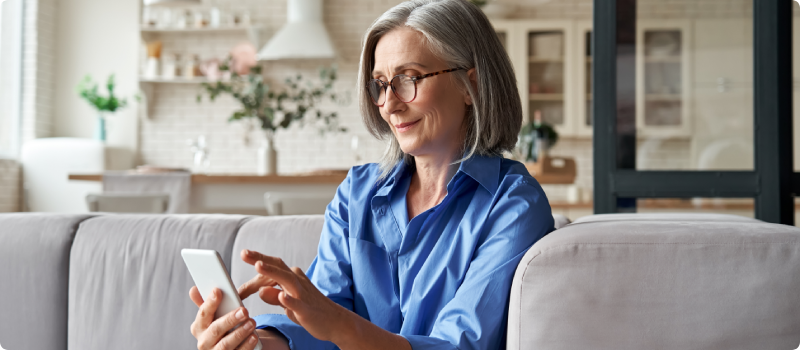 Older woman using her smartphone