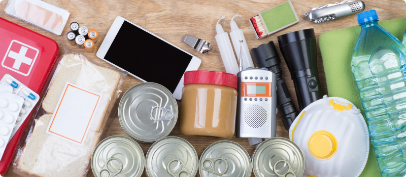 Useful emergency items for natural disasters.