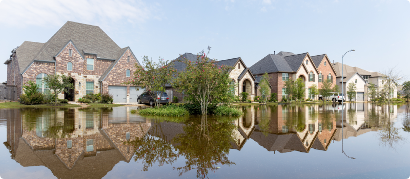 Houses in the suburb flooded.