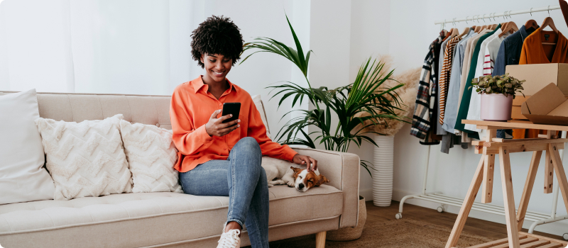 a woman in her living room