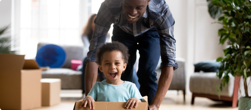 a man playing with his son