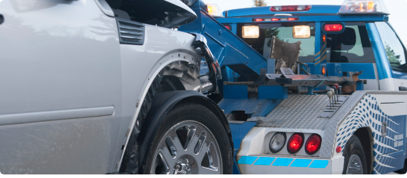 Car getting towed after an accident