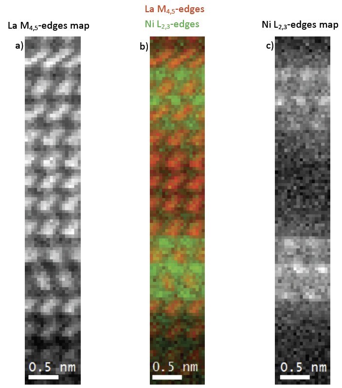 La and Ni elemental maps using the MLLS fitting approach with the reference spectra