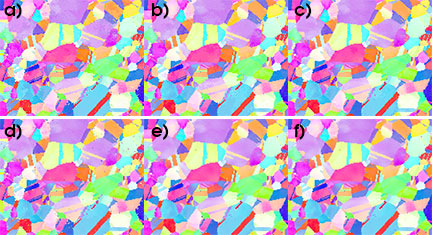 a) bandwidths of 63, b) 95, and c) 127 are compared before (a – c) and after (d – f) refinement.