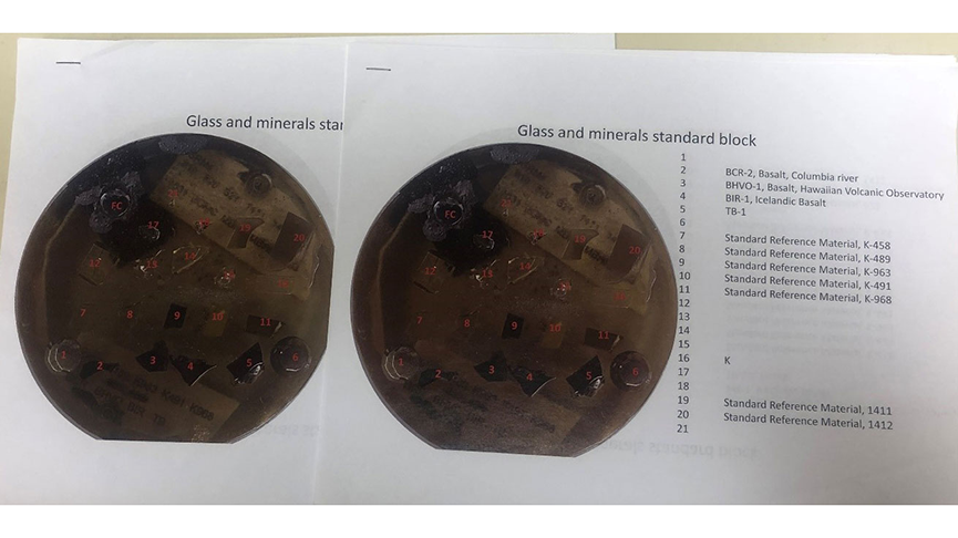 Each of our standard blocks has a name and a duplicate document. This packet has optical, BSE, and SE images of the standard. This allows us to quickly find the standard we want while having all the information easily accessible in hand.